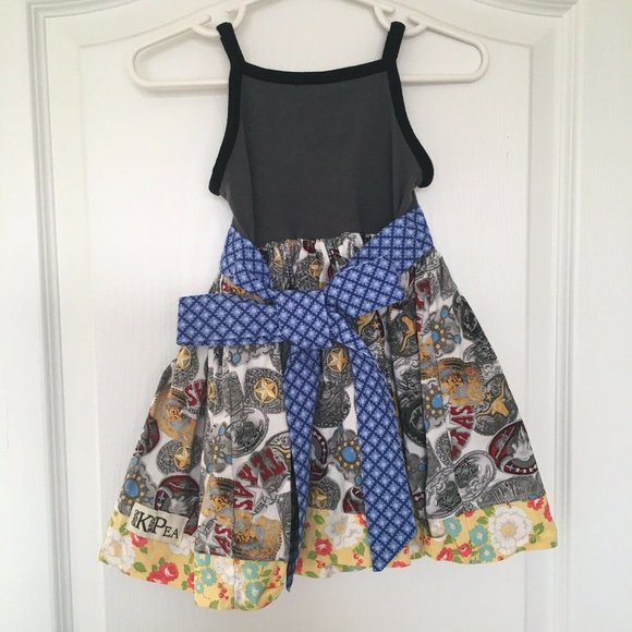 K. Pea Texas Dress Size 24 months Gray Blue Yellow - Picture 2 of 4